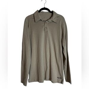 Horny Toad Mens Long Sleeve Polo Shirt Slub Knit Cotton Casual Outdoor Size M